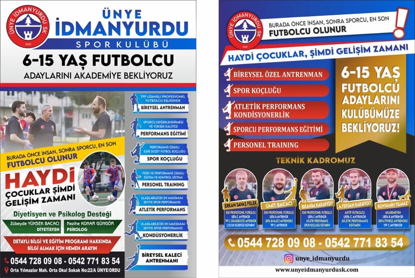 ÜNYE İDMANYURDU SPOR KULÜBÜ'NDEN GENÇLERE BÜYÜK FIRSAT